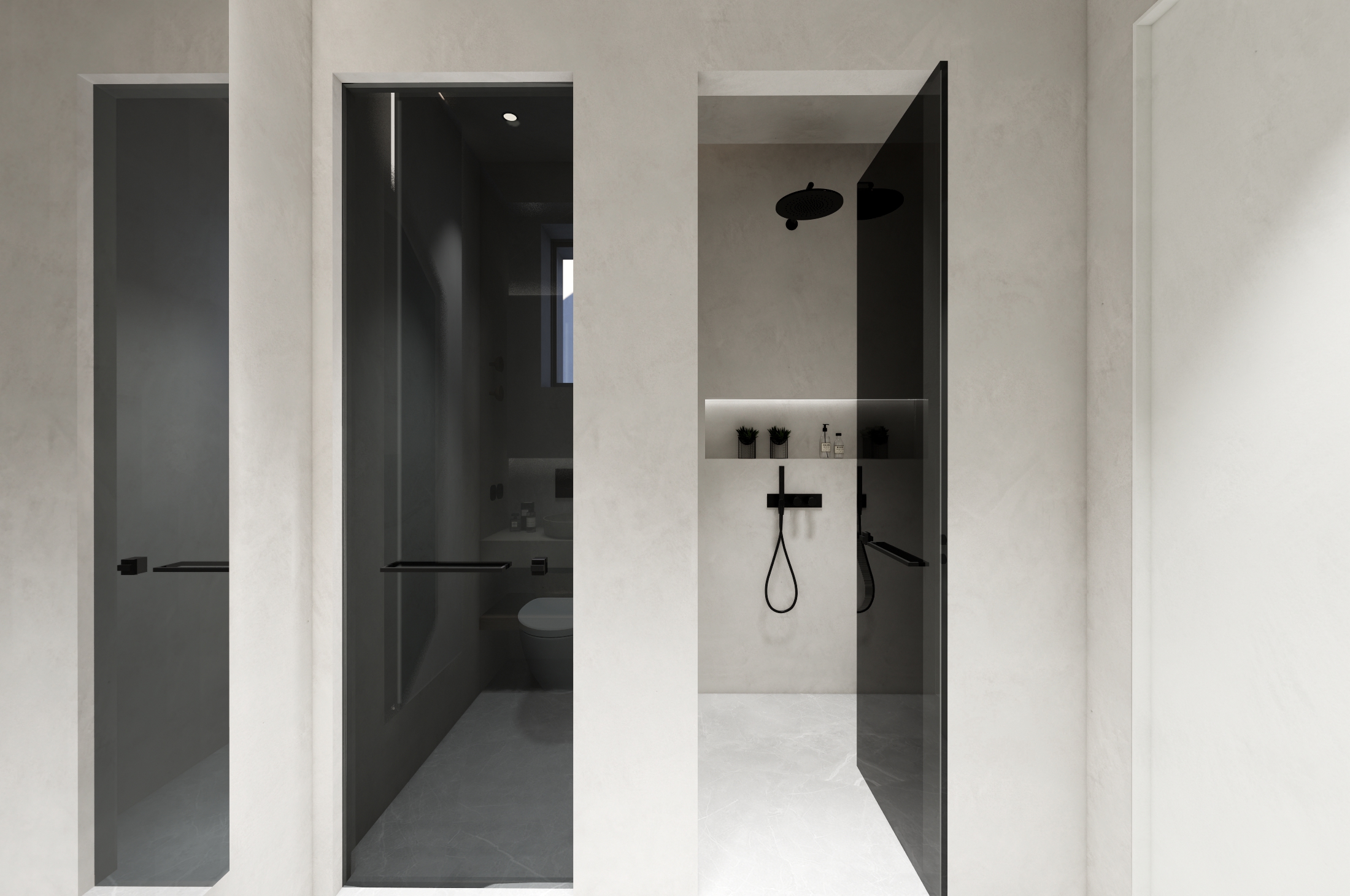 SHOWER CABIN-BLACK GLASS DOOR-23